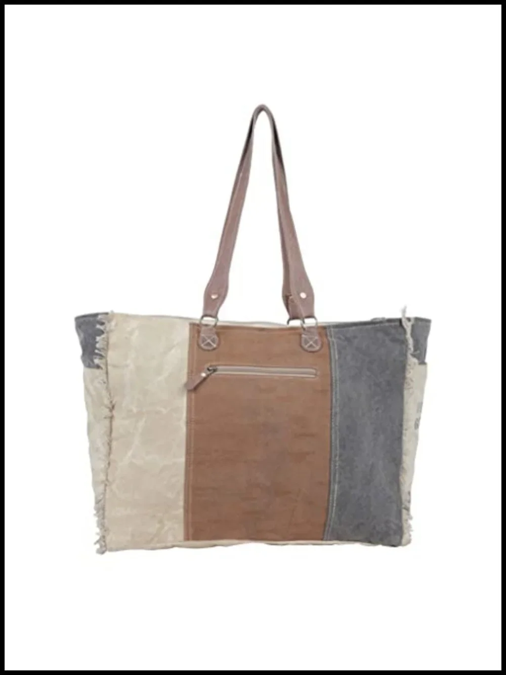 Canvas Weekender Bag with Leather Strap - Handcrafted Satchel Shoulder Bag